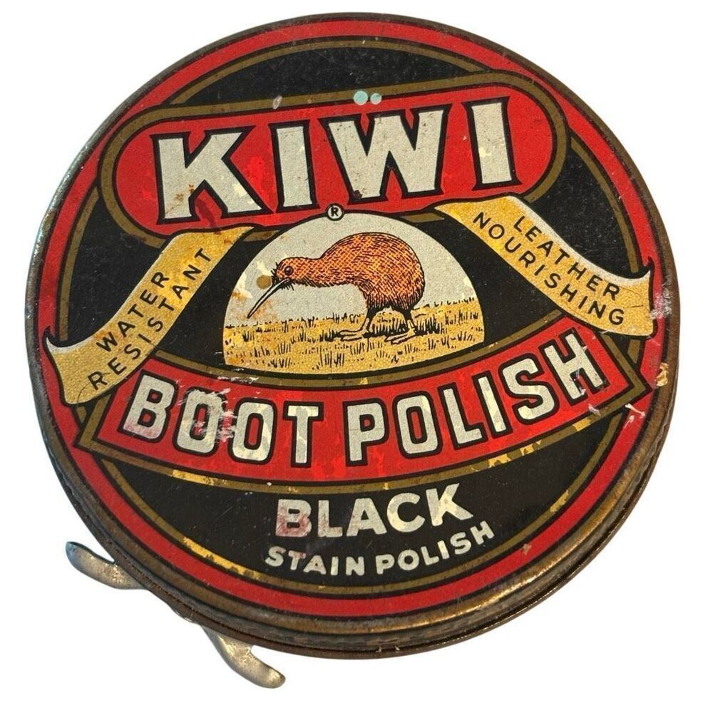 Vintage KIWI Black Boot Polish Tin 1 5/16 Oz 29 Cents Douglassville PA